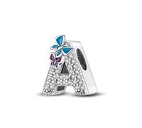 Symretie Breloque en argent sterling 925 avec lettre de A à Z, compatible avec les bracelets Pandora, breloques à pendentif, convient pour les colliers et bracelets, cadeau idéal pour les femmes. ZM1