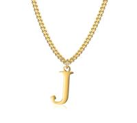 Symretie Collier initial plaqué or 14 carats - collier pendentif lettre chaîne cubaine en or pour hommes et femmes collier pendentif lettre en or exquis