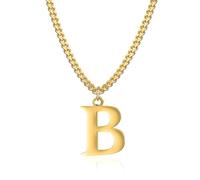 Symretie Collier initial plaqué or 14 carats - collier pendentif lettre chaîne cubaine en or pour hommes et femmes collier pendentif lettre en or exquis