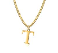 Symretie Collier initial plaqué or 14 carats - collier pendentif lettre chaîne cubaine en or pour hommes et femmes collier pendentif lettre en or exquis