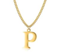 Symretie Collier initial plaqué or 14 carats - collier pendentif lettre chaîne cubaine en or pour hommes et femmes collier pendentif lettre en or exquis