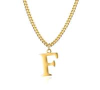 Symretie Collier initial plaqué or 14 carats - collier pendentif lettre chaîne cubaine en or pour hommes et femmes collier pendentif lettre en or exquis