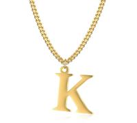 Symretie Collier initial plaqué or 14 carats - collier pendentif lettre chaîne cubaine en or pour hommes et femmes collier pendentif lettre en or exquis