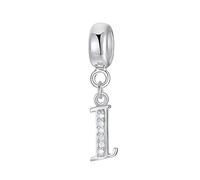 Symretie Pendentif avec Initiale I en Argent 925 pour Femme, Compatible avec les Bracelets et Colliers de Style Pandora et Européen. Convient aux Femmes et aux Filles.
