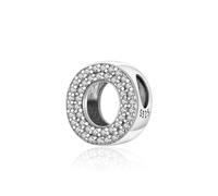 Symretie Pendentif avec Initiale O en Argent 925 pour Femme, Compatible avec les Bracelets et Colliers de Style Pandora et Européen. Convient aux Femmes et aux Filles.