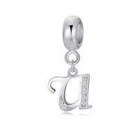 Symretie Pendentif avec Initiale U en Argent 925 pour Femme, Compatible avec les Bracelets et Colliers de Style Pandora et Européen. Convient aux Femmes et aux Filles.