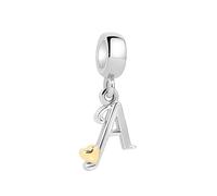 Symretie Pendentif Initiale A avec Cœur Doré en Argent 925 pour Femme, Compatible avec les Bracelets et Colliers de Style Pandora et Européen. Convient aux Femmes et aux Filles.