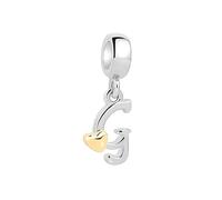 Symretie Pendentif Initiale G avec Cœur Doré en Argent 925 pour Femme, Compatible avec les Bracelets et Colliers de Style Pandora et Européen. Convient aux Femmes et aux Filles.