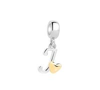 Symretie Pendentif Initiale J avec Cœur Doré en Argent 925 pour Femme, Compatible avec les Bracelets et Colliers de Style Pandora et Européen. Convient aux Femmes et aux Filles.