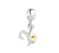 Symretie Pendentif Initiale Y avec Cœur Doré en Argent 925 pour Femme, Compatible avec les Bracelets et Colliers de Style Pandora et Européen. Convient aux Femmes et aux Filles.