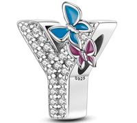 Symretie Pendentif Initiale Y avec Papillon en Argent 925 pour Femme, Compatible avec les Bracelets et Colliers de Style Pandora et Européen. Convient aux Femmes et aux Filles.