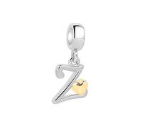 Symretie Pendentif Initiale Z avec Cœur Doré en Argent 925 pour Femme, Compatible avec les Bracelets et Colliers de Style Pandora et Européen. Convient aux Femmes et aux Filles.