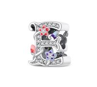 Symretie Pendentif Lettre E avec Motif d'Étoile de Mer en Argent 925 pour Femme, Compatible avec les Bracelets et Colliers de Style Pandora et Européen. Convient aux Femmes et aux Filles.