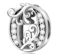 Symretie Pendentifs alphabétiques de A à Z en argent sterling 925 pour femmes, compatibles avec les bracelets et colliers de style Pandora et européen. Conviennent aux femmes et aux jeunes filles.