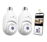 SYMYNELEC 5GHz/2,4GHz Caméra Surveillance Ampoule Extérieure Étanche, Caméra WiFi 360° sans Fil, Camera Sécurité Intelligente 2K 4MP avec Vision Nocturne Couleur, 2PCS