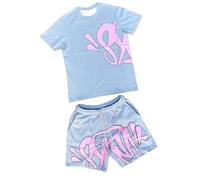 Syna World Ensemble t-shirt et short pour garçons 2 pièces Survêtement d'été Survêtement d'entraînement Survêtement de jogging Impression lettre Y2K Hip Hop T-shirt à manches courtes et short unisexe
