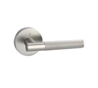 SynapSYA Ensemble De PoignéEs Poignée de porte arrière moletée à levier, base ronde, verrou réversible for chambre ou salle bain, avec intimité(Silver)