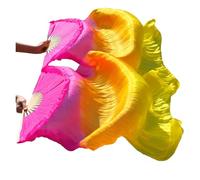 SynapSYA Fan Veil Danse du Ventre Belly Dance Éventail de Danse du Ventre 1 pièce Main Gauche + Droite en Bambou Fait à la, Couleur Teinte, for Pratique(Color 23,XL-230x90cmReal Silk)