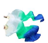 SynapSYA Fan Veil Danse du Ventre Belly Dance Éventail de Danse du Ventre 1 pièce Main Gauche + Droite en Bambou Fait à la, Couleur Teinte, for Pratique(Color 20,3XL-280x90Real Silk)