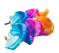 SynapSYA Fan Veil Danse du Ventre Belly Dance Éventail de Danse du Ventre Voiles Soie Éventails Paire d'éventails(Color 5,1pc Right hand-120cm)