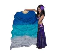 SynapSYA Fan Veil Danse du Ventre Belly Dance Voile de Soie for Danse Orientale, éventail en, Peinture à la Main, Accessoires Performance for Danseuse, Extra Long, 1,8 m(Color 19,210cm(82 inch))