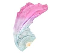 SynapSYA Fan Veil Danse du Ventre Belly Dance Voile éventail for Danse du Ventre, en Soie de 180 cm Long, for Spectacle sur scène, 1 pièce(Color 14,1PC 150x90cm Right)