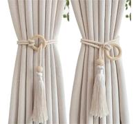 SynapSYA Style Bohème Attache Rideaux 2 pièces Boucle de Journal réglable Coton Cordon Rideau Cravate Frange Boho Chic Corde Paquet Chambre Salon décor à la Maison