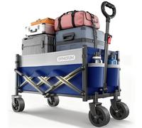 SYNCFUM Chariot de Chariot Pliable avec Roues, Robuste, 250 kg, avec poignée Flexible, Chariot Utilitaire de Plage pour Jardin, Camping et Bleu