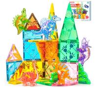 SYNCFUN Blocs Construction Magnétiques Enfants, 50 Pièces Dinosaures Jouets Éducatifs Construction pour Garçons et Filles de 3 4 5 6 7 Ans, Cadeau d'anniversaire Noël pour Tout-Petits