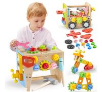 SYNCFUN Outils Enfant Jouet, 51 Pièces Jouet en Bois pour Garçons et Filles, Jouets Montessori pour Enfants de 3 4 5 6 Ans, Jeux Educatif de Construction pour Tout-Petits, Cadeau d'anniversaire