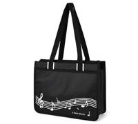 Syncharm Sac à Bandoulière pour Musique,1 Compartiment Zippé,Imperméable | 38x12x28cm,Nylon Sac Fourre-Tout,Notes de Musique,Fermeture Éclair,Grande Capacité pour Shopping,Les Mélomanes,Partitions
