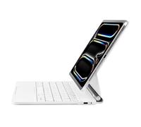 Synchro Bands Clavier magique pour iPad Pro 13" (M4) 2024, étui magnétique facile à régler avec clavier, pavé tactile intégré, rétroéclairé (blanc)