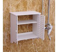 SYNCMH Armoire de salle de bain - 37 x 20 x 40,8 cm - Avec 3 crochets - Design à double niveau - Armoire de rangement pour salle de bain et WC - Blanc