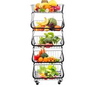 SYNCMH Étagère de cuisine debout, panier de rangement pour fruits et légumes, support de sol, plateau de table, en acier au carbone, peut être utilisé dans les cuisines, les salons et les salles de