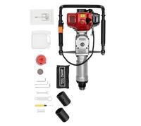 SYNCMH Piquet à essence 1900 W, cylindrée 52 cm³, 6500 tr/min, 103 dB, avec 2 têtes de coupe, chaudière de mélange d'huile et kit d'outils, verrouillage de sécurité, tarière pour clôtures