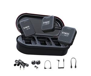 SYNCO G1 (A2) Pro Microphone Cravate sans Fil 2,4 GHz avec Station de Charge, 1 récepteur, 2 émetteurs pour Appareil Photo, Youtube, TiKTok, Vlog Interview