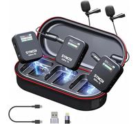 SYNCO G2(A2) Pro Micro Cravate sans Fil pour iPhone/Android/Caméra, 2.4GHz Double Micro Cravateavec Réduction de Bruit 200m 24H Adaptateurs USB-C/Lightning Inclus Vidéo Youtube Streaming Live