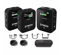 SYNCO G2(A2) Système de Microphone sans Fil 1-Trigger-2 2.4G avec 1 récepteur + 2 émetteurs + 2 Microphones Lavalier Portée de Transmission de 150 m