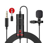 SYNCO Lav-S6 Micro Cravate, Clip on Lapel Microphone Caméra Smartphone 3.5mm Omnidirectionnel Audio Condensateur Câble de 6m Mic Lavalier pour iPhone Samsung Téléphone PC Caméscopes Vidéo
