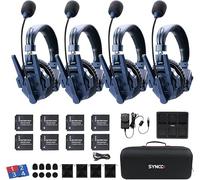SYNCO XTALK Master Mesh Talk Casque Intercom sans Fil (4 PCS) | MasterFree 3.0, 2.4G Full Duplex, Portée 500m, Latence 45ms, Réduction Bruit ENC 2.0, Application Équipes & Événements