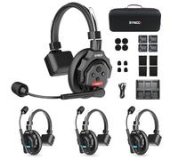 SYNCO XTALK X4 Casque Intercom Full Duplex pour Communication (4 PCS) | 2.4G Full Duplex, Portée 350m, Batterie 24H, Réduction du Bruit ENC, Monitoring 3,5mm pour Productions, Événements & Équipes