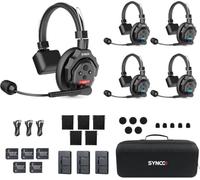 SYNCO Xtalk Système de Casque sans Fil Full Duplex X5, 2.4G Casque de Communication sans Fil Système Intercom 350m avec 1 Maître et 4 Casques Esclave