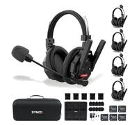 SYNCO XTALK Xmax Casque Intercom sans Fil, Casque Double Oreille Portée 500m Autonomie 24h pour Événements, Télévision, Tournage, Communication d'Équipe 5 PCS