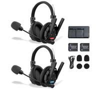 SYNCO XTALK XMAX2 Casque Intercom Sans Fil Double Oreille (2 PCS) | 2.4G Full Duplex, Double Antenne, Portée 500m, Batterie 24H, Réduction du Bruit ENC pour Entrepôt, Régie, Événements