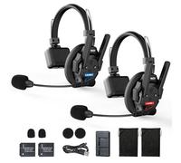 SYNCO Xtalk XPRO2 Casque Intercom Full Duplex Système, 2.4G Casque Communication sans Fil Intercom Système pour Equipe d'Annulation du Bruit avec 2 Ecouteurs