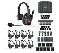 SYNCO Xtalk XPRO9 Casque Intercom Full Duplex Système, 2.4G Casque Communication sans Fil Intercom Système pour Equipe d'Annulation du Bruit avec 9 Ecouteurs