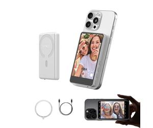 SYNCO XView M4 Selfie Monitor Screen - P2P Direct Connection Ultra-Low Latency Selfie Back Camera Monitor iPhone, with Magnetizing Sheet, 3-Hour Battery Life, Compatible with iOS and Android (White)