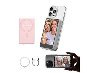 SYNCO XView M4 Selfie Monitor Screen - P2P Direct Connection Ultra-Low Latency Selfie Back Camera Monitor iPhone, with Magnetizing Sheet, 3-Hour Battery Life, Compatible with iOS and Android (Pink)