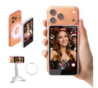 SYNCO XView Monitor Selfie Vlog pour iPhone 17 - Écran Selfie Magnétique sans Fil 1080P/4K pour Vlog, Utilise Caméra Arrière, 50m, 3h, Haut-Parleur pour Live Youtube/TikTok (Rose)