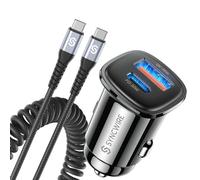 Syncwire 60W Chargeur Voiture USB C - PD 30W & QC 3.0 Prise Allume Cigare avec Câble Type C vers C Adaptateur Allume Cigare Charge Rapide pour iPhone 14 13 Pro Max, Samsung S23, Google Pixel 7 6 Pro